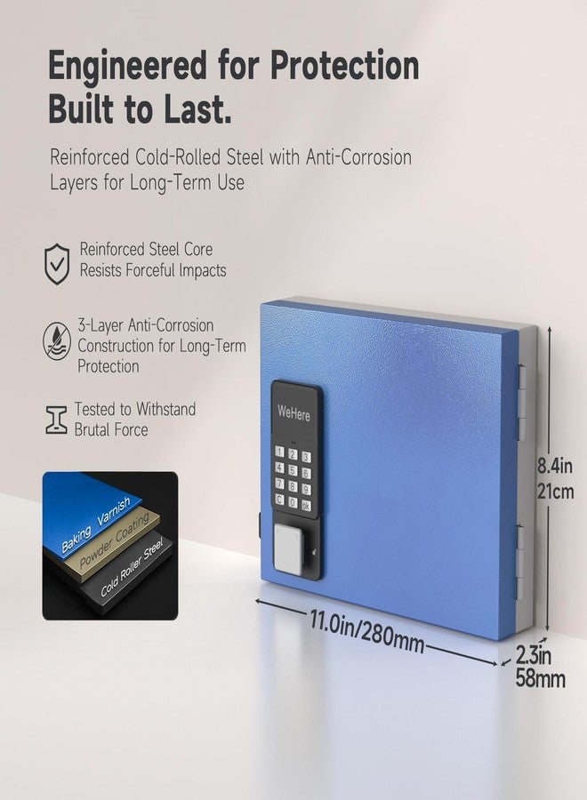 صندوق مفاتيح WeHere ذو 16 قفلًا يُثبّت على الحائط، خزانة مفاتيح ذكية مع علامات مفاتيح، تحكم عبر تطبيق بلوتوث، فتح بكلمة مرور أو رمز OTP، فتح عن بُعد عبر Wi-Fi (يُباع الجسر بشكل منفصل)، خزنة مفاتيح فولاذية للمكاتب والمنازل والأعمال التجارية - Image 5